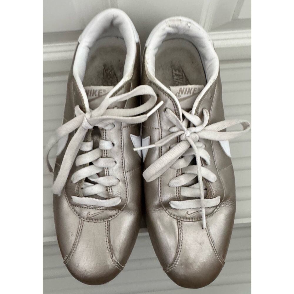 Vintage Nike Cortez Metallic Champagne Gold Leather Sneakers Y2K Women’s 8 - Picture 4 of 16